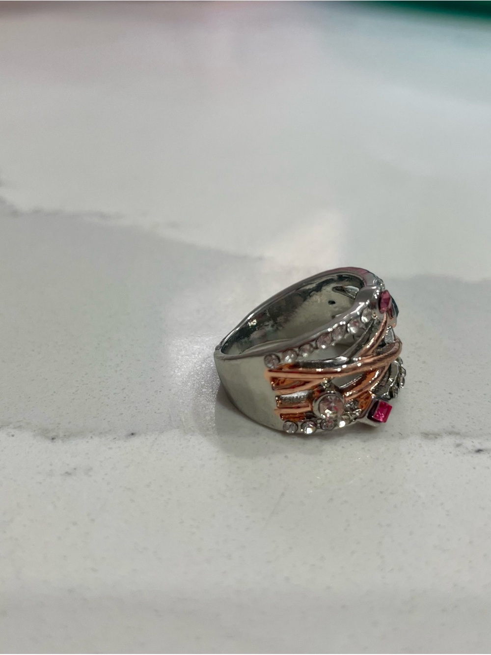 Multi-Color Crystal Stackable Ring, Size 7 - Picture 3 of 6